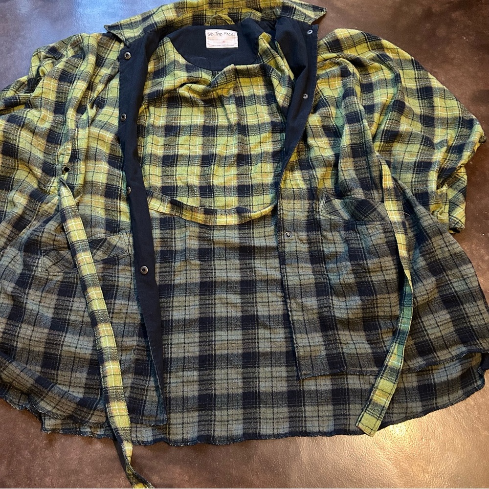 We the free- you wish over sized ombré kaftan flannel shirt jacket size xs - Picture 9 of 15